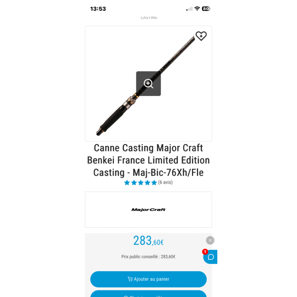 Canne Casting Major Craft Benkei France Limited Edition Casting - Maj-Bic-76Xh/Fle