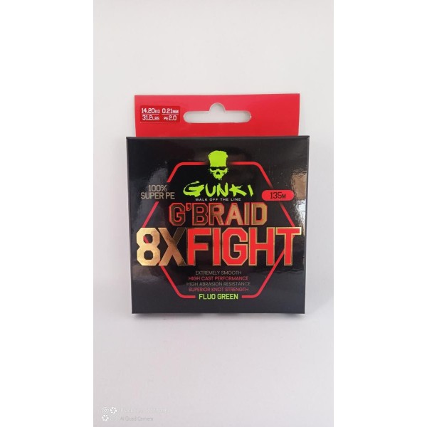 Gunki Tresse G'Braid 8X Fight Fluo Green 100% super PE