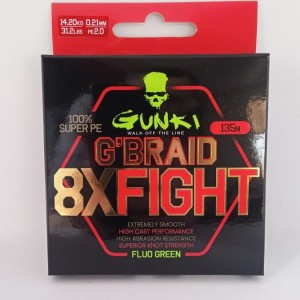 Gunki Tresse G'Braid 8X Fight Fluo Green 100% super PE