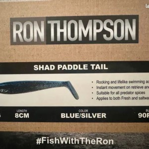 90 Leurres ron thompson Shad paddle tail blue silver 9cm 3,5gr