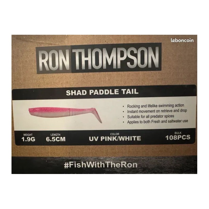 108 Leurres ron thompson Shad paddle tail uv pink White 6,5cm 1,9gr