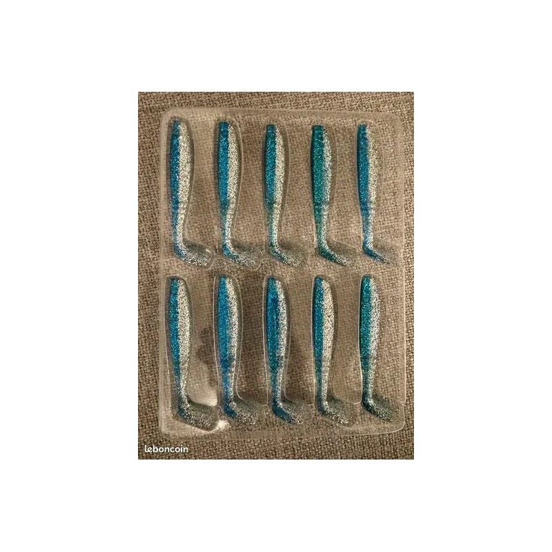 90 Leurres ron thompson Shad paddle tail blue silver 9cm 3,5gr
