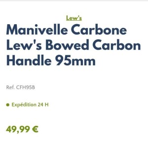 Manivelle Carbone Lew's Bowed Carbon Handle 95mm