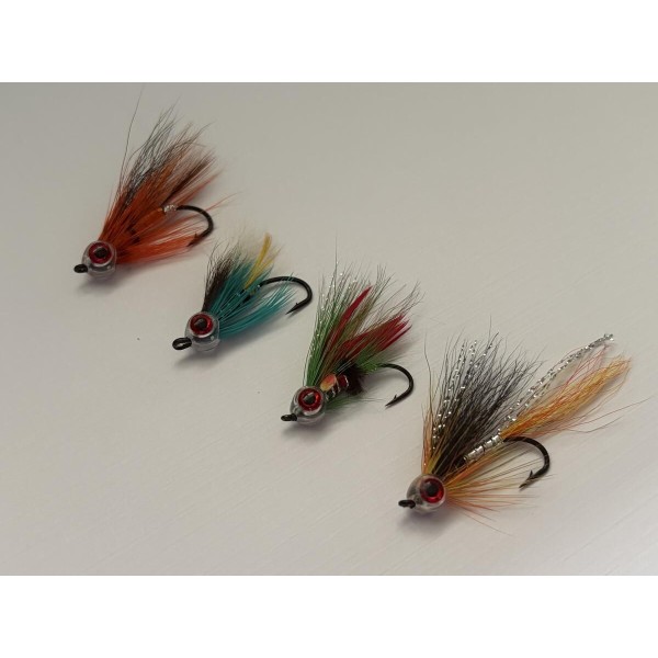 Lot de 4 mouches streamers hameçon numéro 6 idéal pour le Black bass et perche