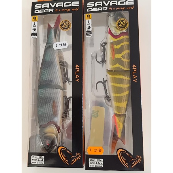 **lot de 2 leurres 4DPLAY Swim&jerk 25 cm Savage Gear pour la pêche du brochet/silure**