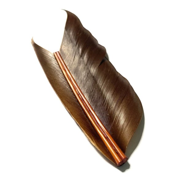 Plume de substitut de condor fabriqué en France- couleur jaune.olive