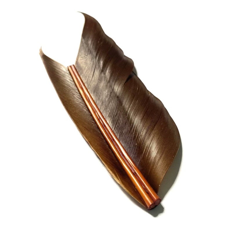 Plume de substitut de condor fabriqué en France- couleur jaune.olive