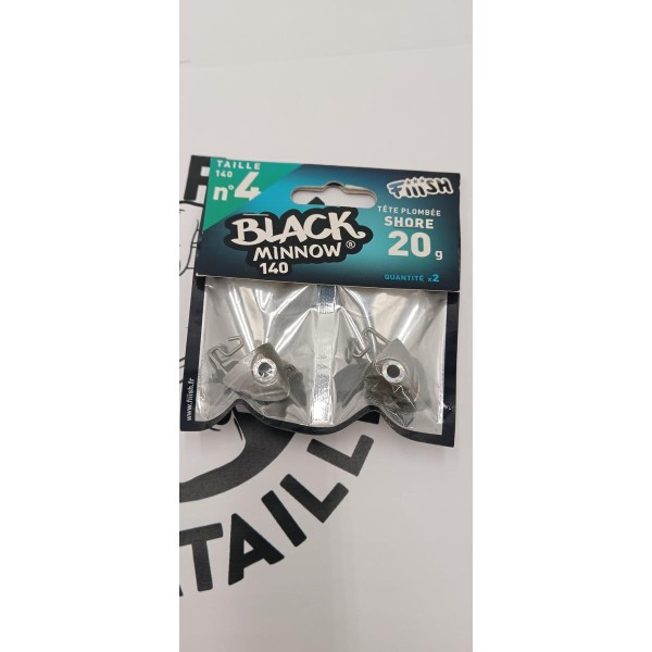 FIIISH - lot de 2 Têtes plombées Black Minnow Shore 20g