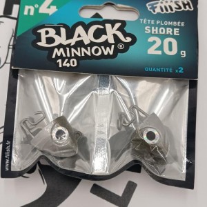 FIIISH - lot de 2 Têtes plombées Black Minnow Shore 20g