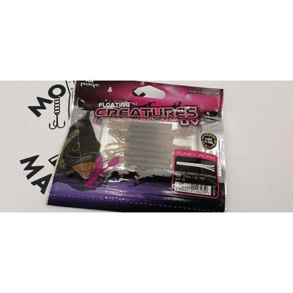 FOX RAGE - Lot de 8 Leurres souple Floating Funky Worm UV 7cm