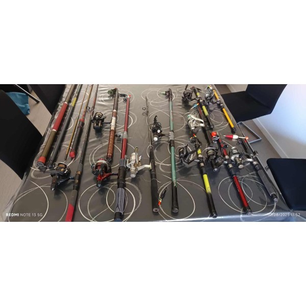 LOT - Divers Matériel de pêche (Ensembles cannes + moulinets, Petit matériel, Epuisettes, etc.)