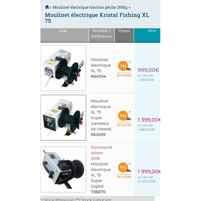 Treuil kristal Fishing