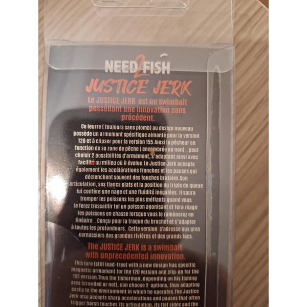 🔥 Need2Fish Justice Jerk 120mm – 58g – État neuf 🔥