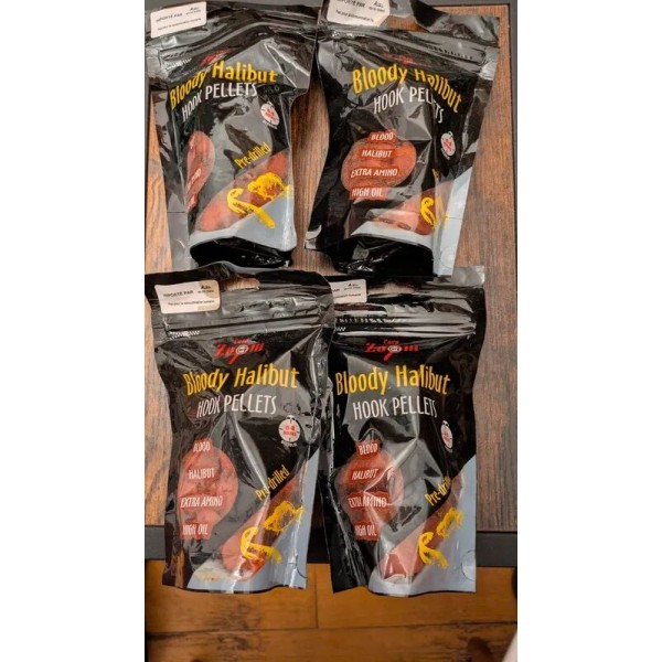 Lot de 4 paquets de pellets Bloody Halibut Hook Pré percés Ø 20mm