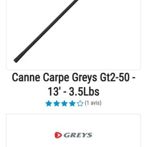Canne carpe greys gt2 13 pieds 3.5lb