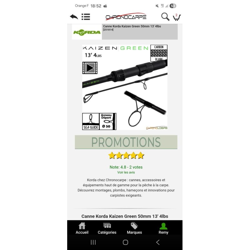 Cannes Korda kaizen green 13’ 4lbs