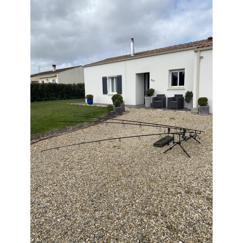 Ensemble 3 cannes carpes avec rod pod