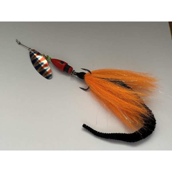 Cuiller Quimperloise Perrot Brochet version XL 40 grs streamer orange