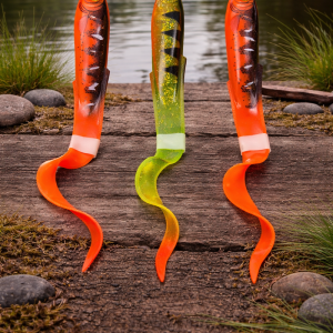 Lot Fox Rage Slick Eel x3 – 28 cm – Fire Tiger + UV Perch – Gros brochet