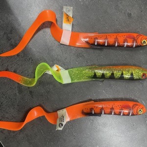 Lot Fox Rage Slick Eel x3 – 28 cm – Fire Tiger + UV Perch – Gros brochet