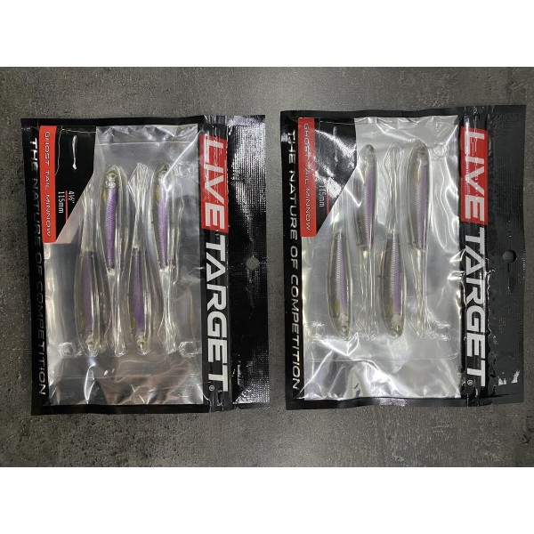 Lot Live Target Ghost Tail Minnow x2 – 11,5 cm – Silver/Purple – Carnassiers