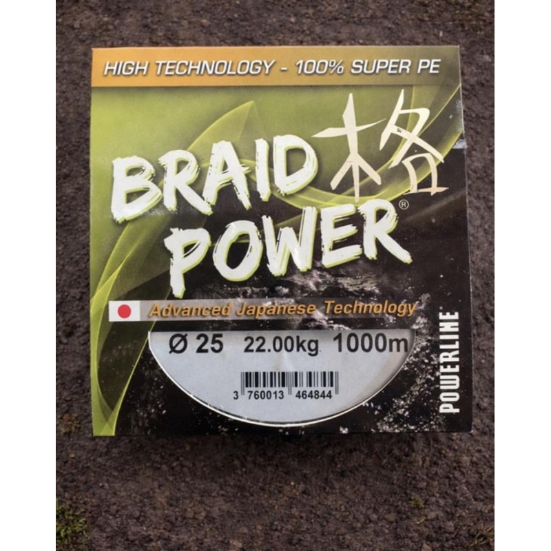 Tresse Braid Power 0.25 mm – 22 kg – 1000 m – Pêche Carnassier / Carpe