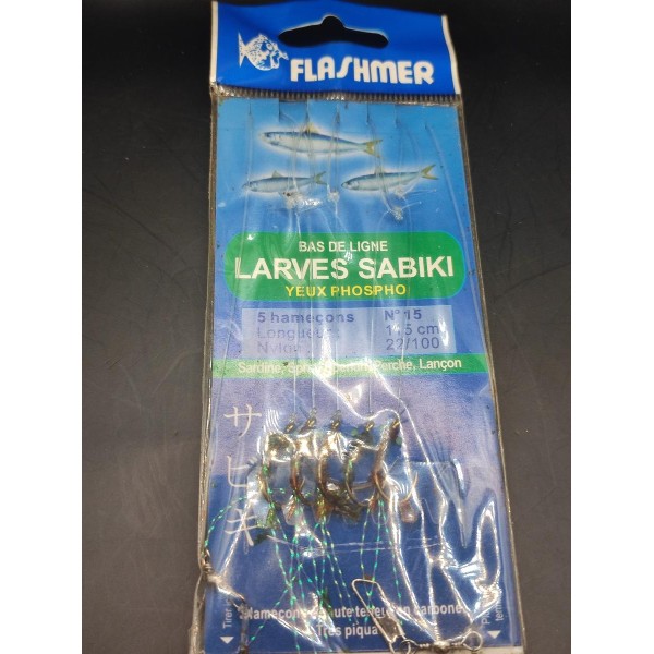 10 sachets de 5 Bas de ligne larves sabiki N15 115cm 22/100