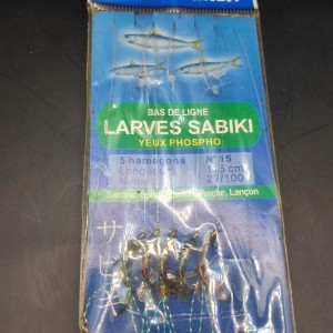10 sachets de 5 Bas de ligne larves sabiki N15 115cm 22/100