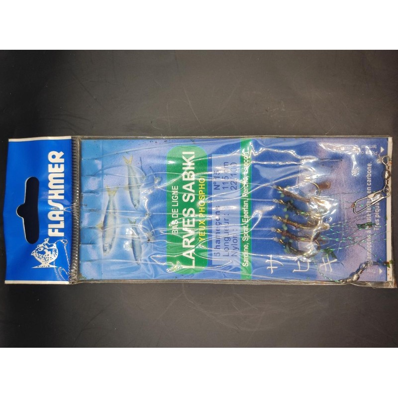10 sachets de 5 Bas de ligne larves sabiki N15 115cm 22/100