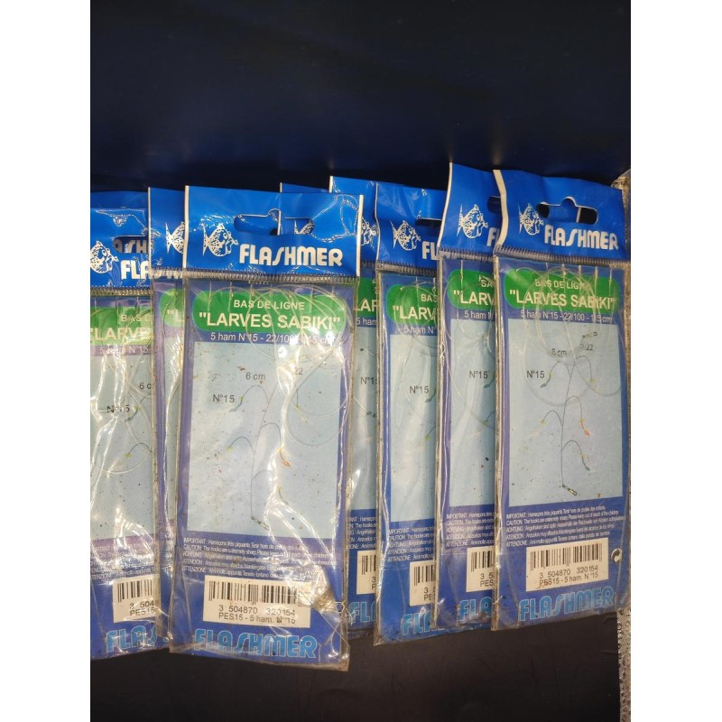 10 sachets de 5 Bas de ligne larves sabiki N15 115cm 22/100