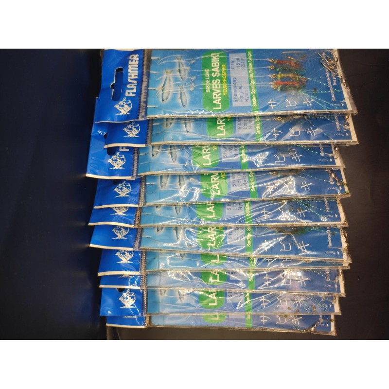 10 sachets de 5 Bas de ligne larves sabiki N15 115cm 22/100