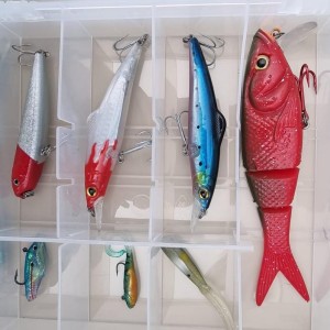Sac Caperlan + Lot de 8 boites de leurres (souples, minnow, cuiller, etc.)